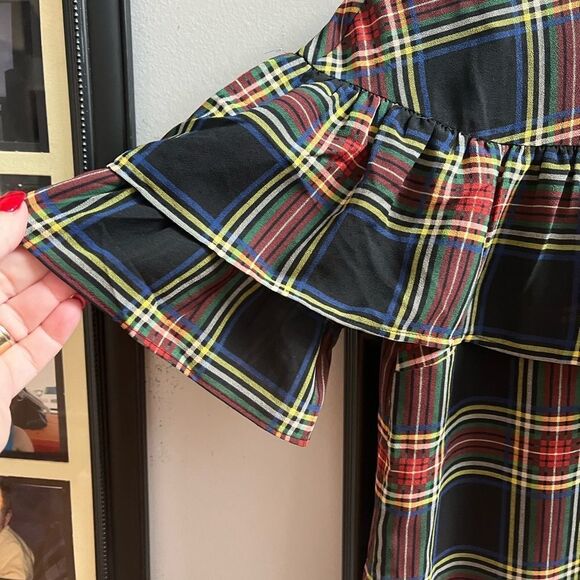 J. Crew Edie Top In Stewart Plaid Dark Academia sz 0 EUC - Picture 3 of 7